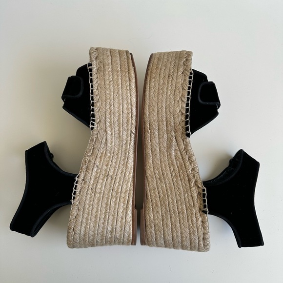 Celine Espadrilles Black Velvet Sandals Wedge Platforms size 40 New with box - Picture 7 of 10